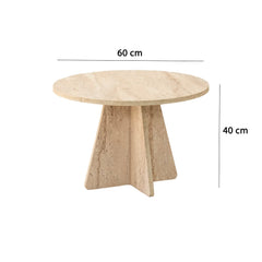 Table basse design Fungi D60cm Effet travertin Beige