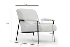 Fauteuil avec accoudoirs style moderne Carinos Fourrure Blanc et Métal Noir