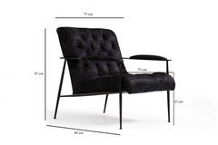 Fauteuil avec accoudoirs style moderne Adel Tissu et Métal Noir