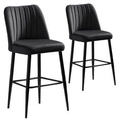 Lot de 2 chaises de bar Sero Velours Anthracite et Métal Noir