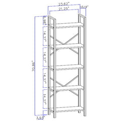 Étagère bibliothèque Palza L60xH180cm Bois clair et Métal Noir