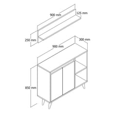 Ensemble meuble à chaussure et étagère patère Josa Bois foncé