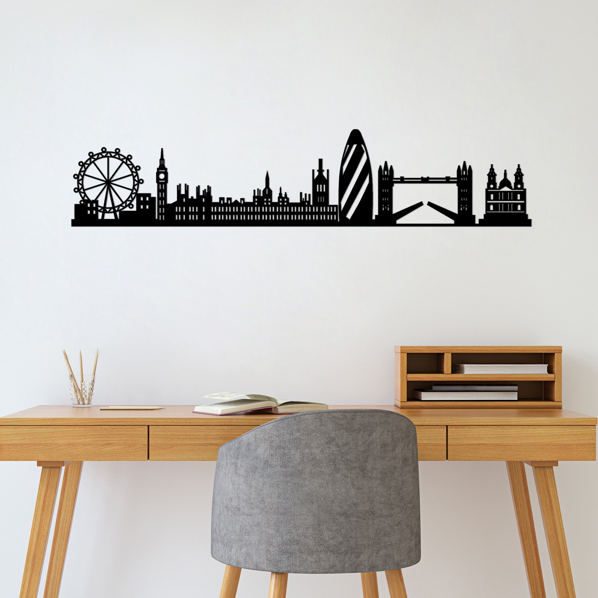 Décoration murale monuments londoniens Austin L120xH26cm Métal Noir