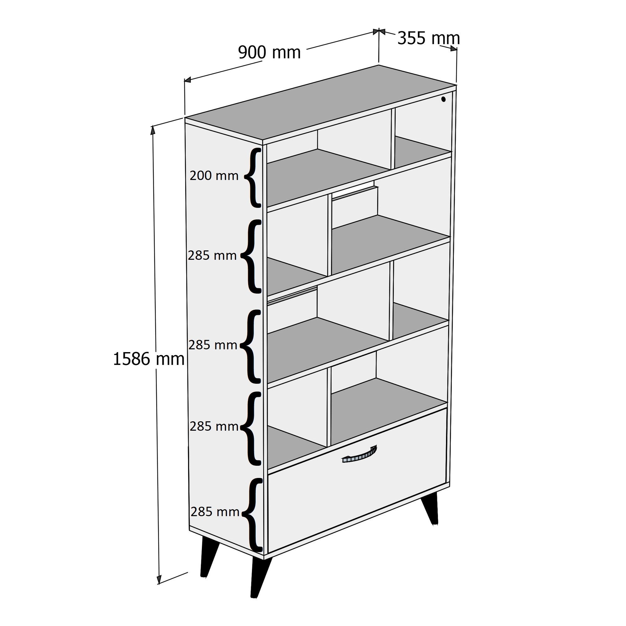 Étagère bibliothèque style scandinave 1 porte basculante Kenten L90 Blanc et Bois clair