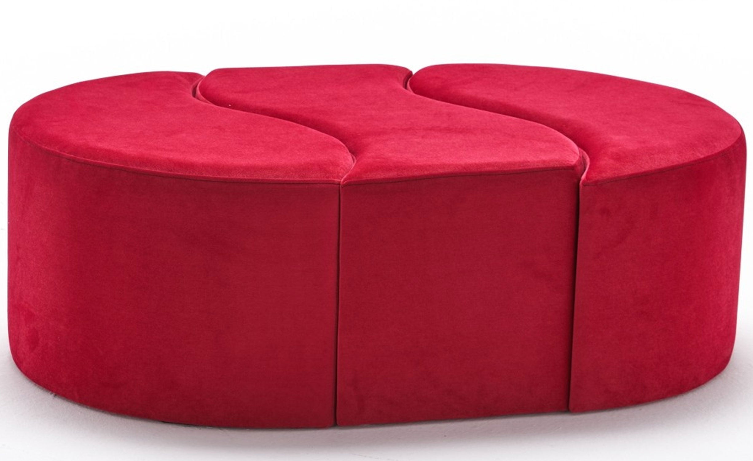 Lot de 3 poufs puzzle Ratsel Velours Rouge