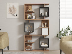 Étagère bibliothèque Ariadne L90cm Bois foncé et Anthracite