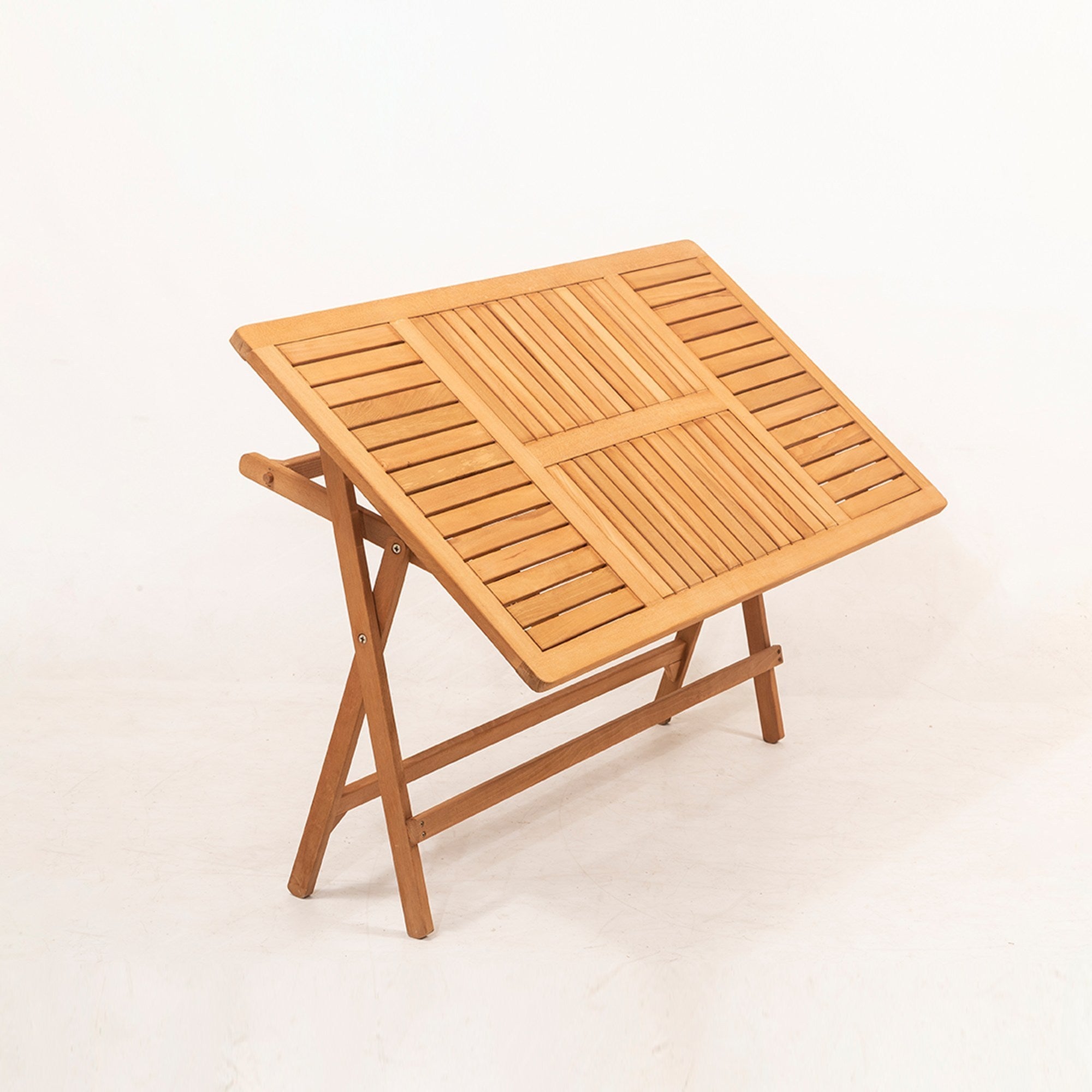 Ensemble de table et 4 fauteuils de jardin pliables Jasperito Hêtre massif naturel et Tissu Beige