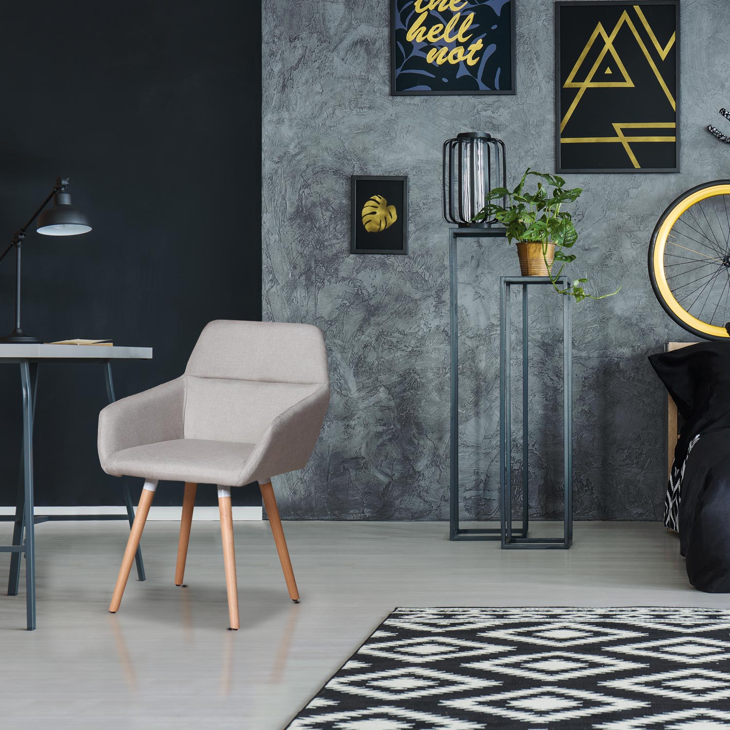 Lot de 2 chaises / Fauteuils scandinaves Frida Tissu Beige