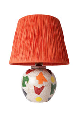 Lampe à poser design Dialin D33cm Raphia Orange et Céramique Multicolore