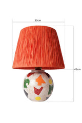 Lampe à poser design Dialin D33cm Raphia Orange et Céramique Multicolore