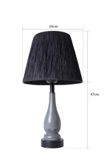 Lampe à poser design kendy D33cm Raphia Noir et Bois Gris et Noir