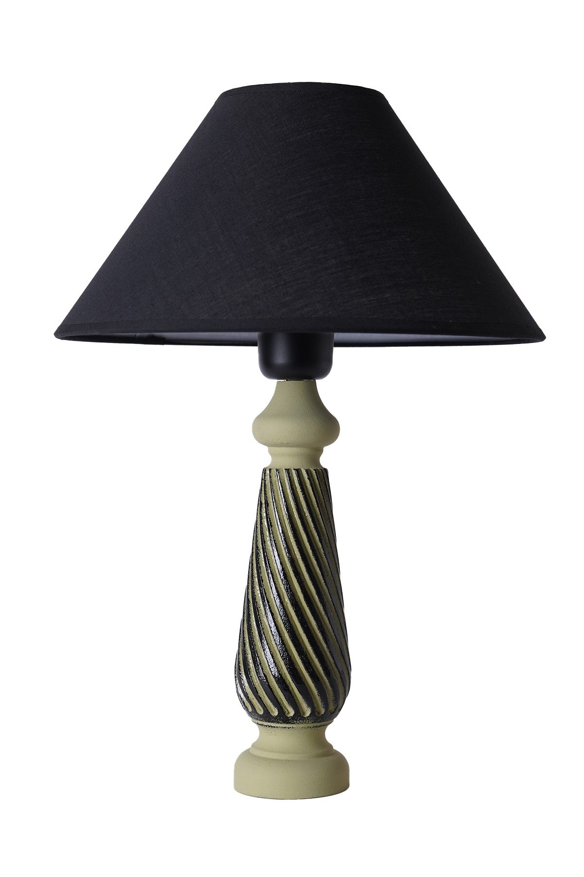 Lampe à poser style contemporain Ekimo D33cm Abat jour Tissu Noir avec base Céramique Vert et Noir