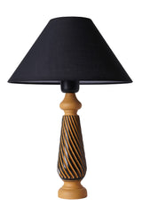 Lampe à poser style contemporain Ekimo D33cm Abat jour Tissu Noir avec base Céramique Marron clair et Noir