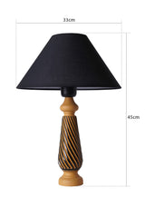 Lampe à poser style contemporain Ekimo D33cm Abat jour Tissu Noir avec base Céramique Marron clair et Noir