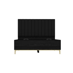 Lit double à sommier relevable et pied doré Bakita 160x200cm Bois Noir