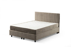 Lit simple à sommier relevable Azein Velours Taupe avec matelas 120x200cm à ressorts