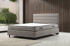 Lit simple à sommier relevable Volka Velours Gris clair avec matelas orthopédique 120x200cm à ressort ensachés