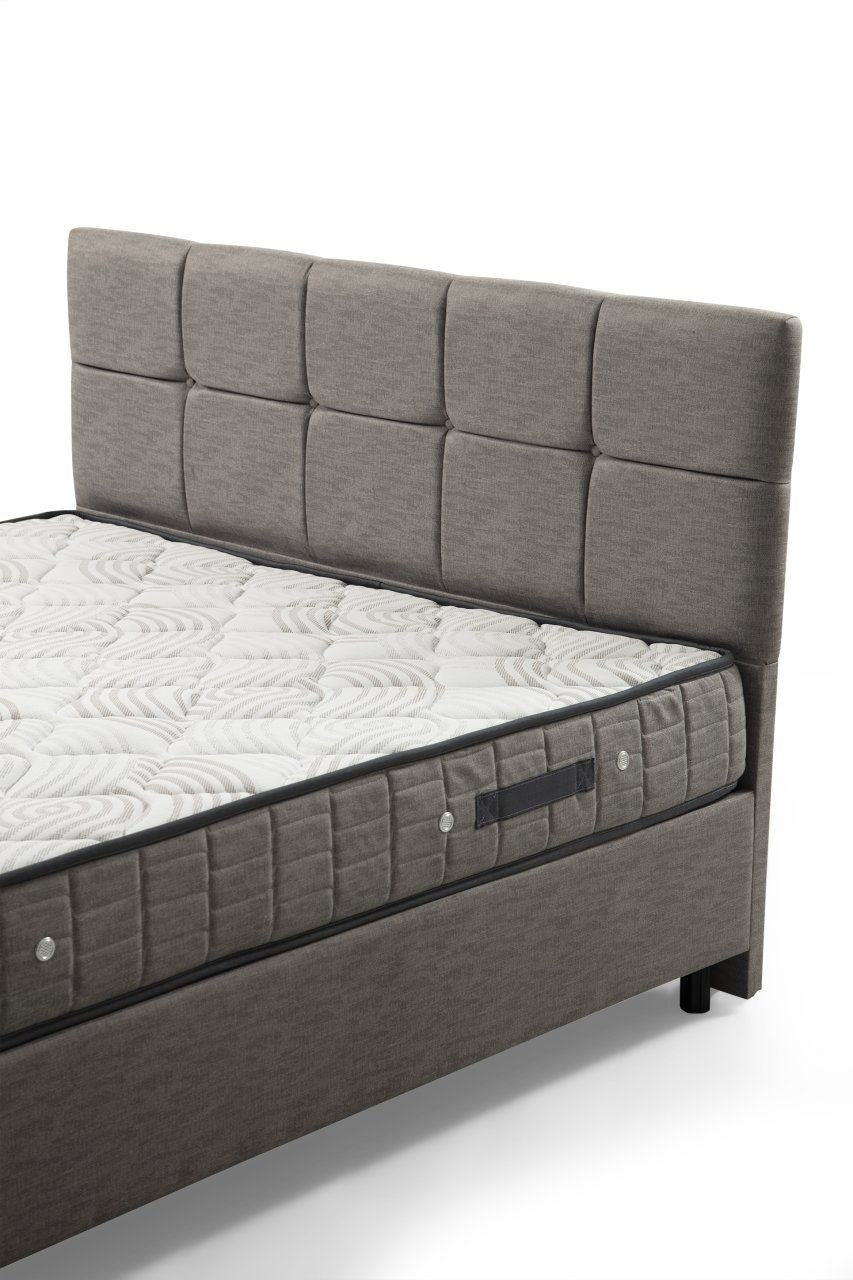 Lit simple à sommier relevable Testin 90x190cm avec matelas antibactérien à ressort Velours Gris clair