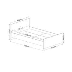 Lit simple minimaliste Minel 120x200cm Bois Blanc