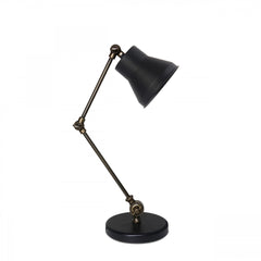 Lampe à poser pliante style rétro Delyn D12cm Métal Noir et Or antique