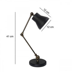 Lampe à poser pliante style rétro Delyn D12cm Métal Noir et Or antique