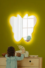 Miroir lumineux Moé L50xH57cm Papillon Bande néon LED Jaune