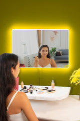 Miroir lumineux Klarra L40xH60cm Bande néon LED Jaune