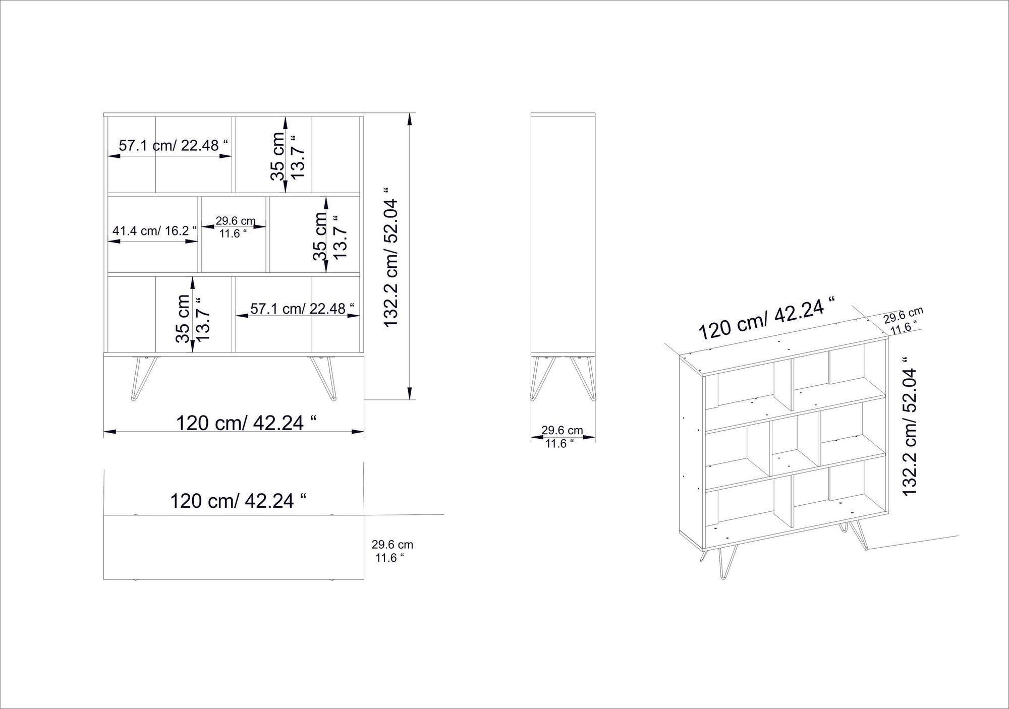 Bibliothèque Erva L120cm Blanc