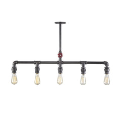 Suspension style industriel 5 lampes Yasa L78cm Métal Noir 