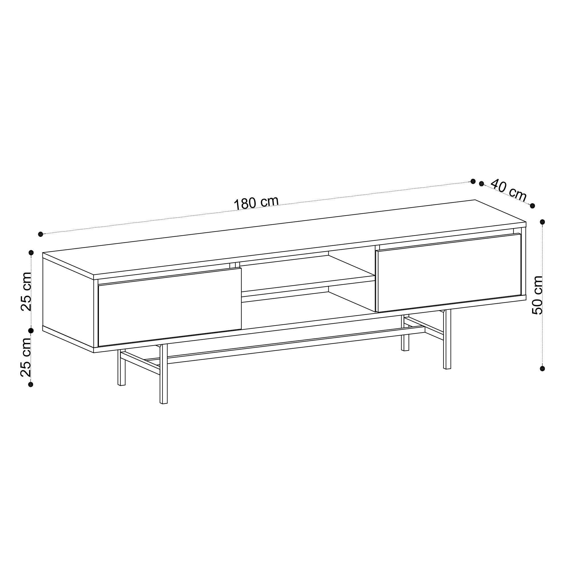 Meuble Tv style industriel Shali L180cm Bois Chêne clair et Métal Noir