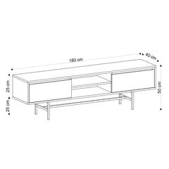 Meuble Tv style industriel Shali L180cm Bois Chêne clair et Métal Noir