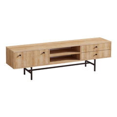 Meuble Tv style industriel Rito L180cm Bois clair et Métal Noir