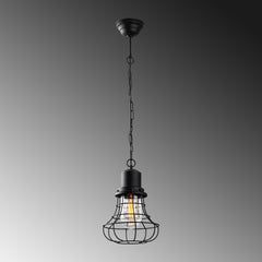 Suspension style industriel Celyn D22cm Métal Noir