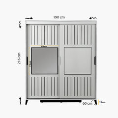 Armoire 2 portes coulissantes avec miroir Olgin L190xH216cm Bois Blanc