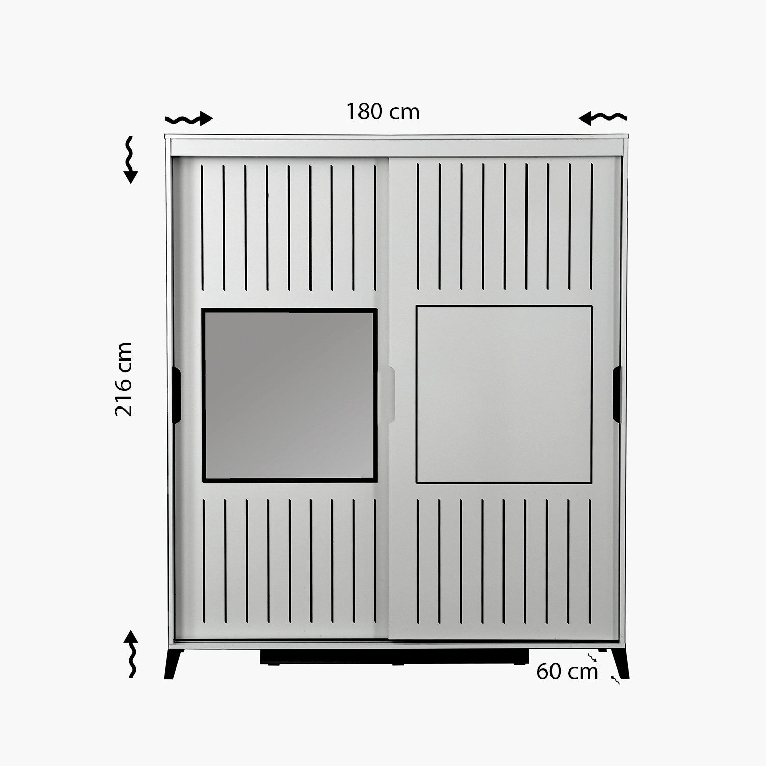 Armoire 2 portes coulissantes avec miroir Olgin L180xH216cm Bois Blanc