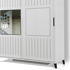 Armoire 2 portes coulissantes avec miroir Olgin L170xH216cm Bois Blanc