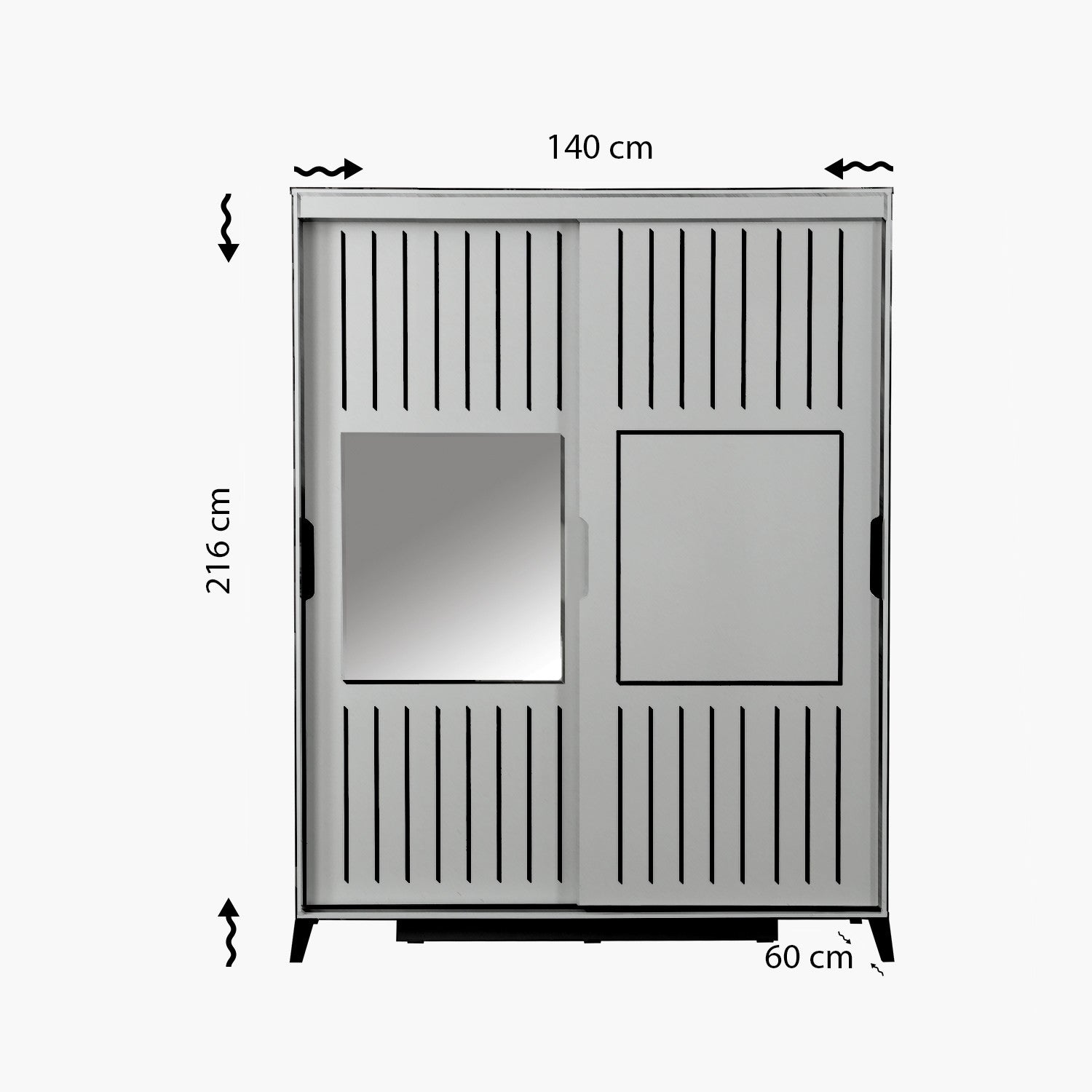 Armoire 2 portes coulissantes avec miroir Olgina L140xH216cm Blanc