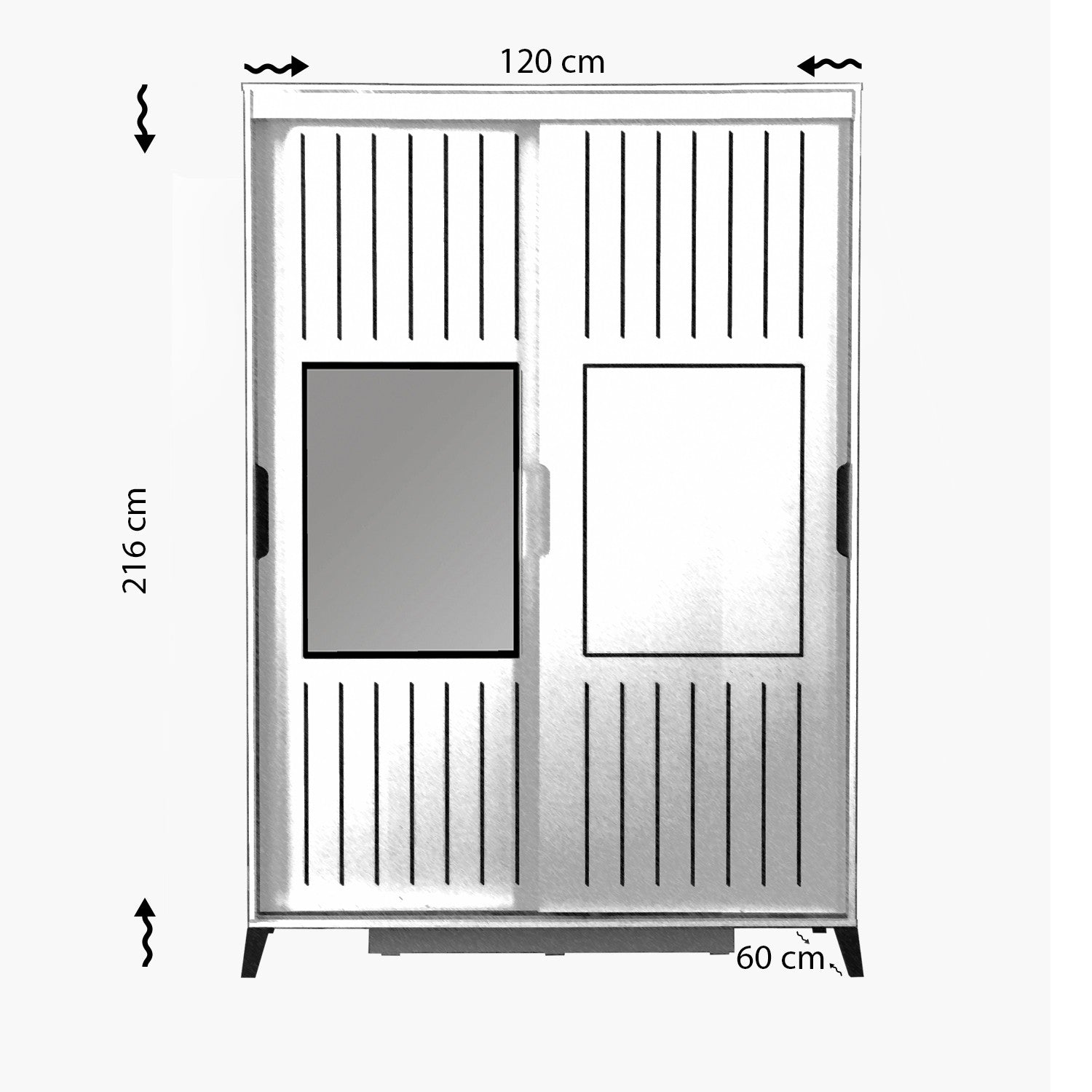 Armoire 2 portes coulissantes avec miroir Olgin L120xH216cm Bois Blanc