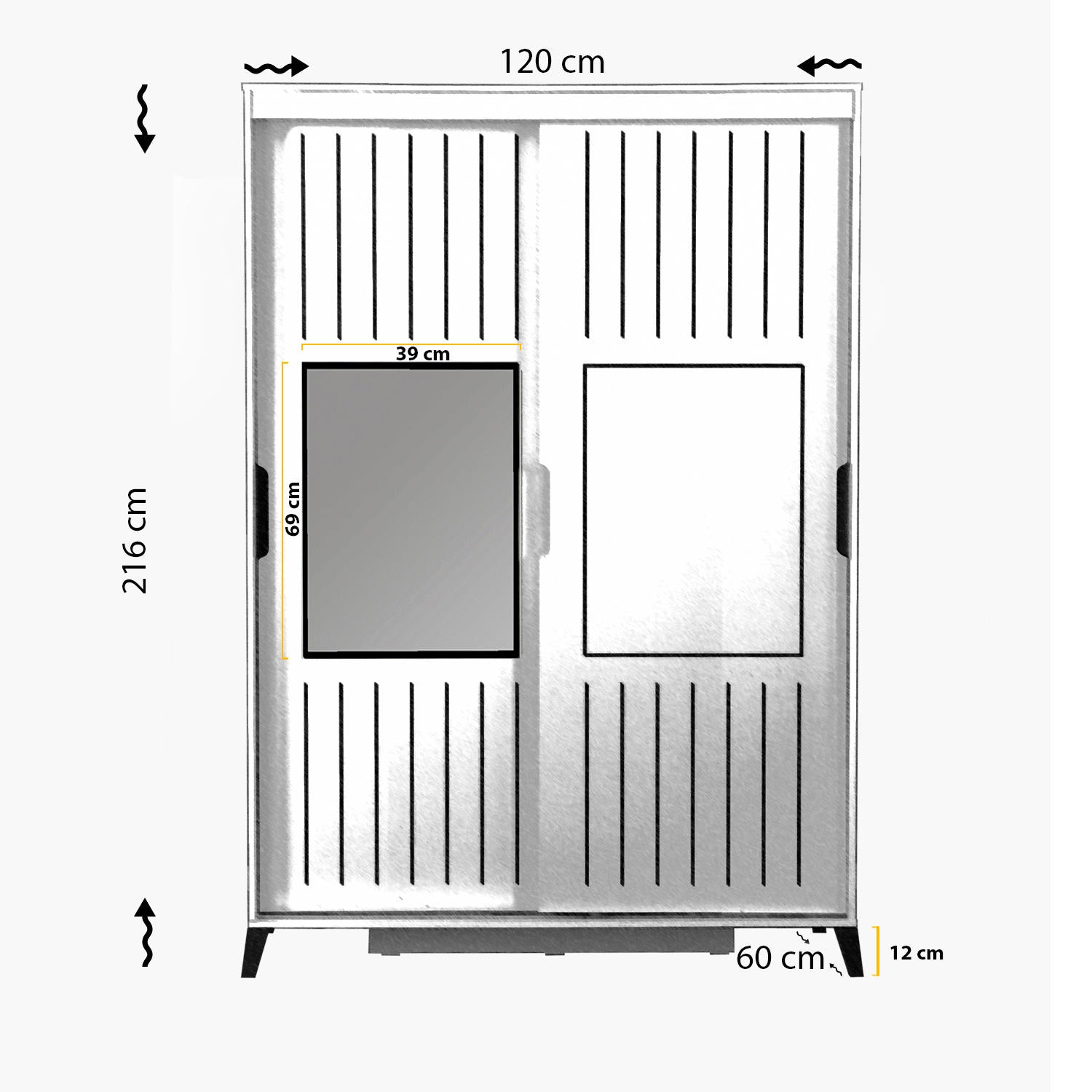 Armoire 2 portes coulissantes avec miroir Olgin L120xH216cm Bois Blanc