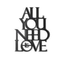 Décoration murale Felzo L39xH50cm "ALL YOU NEED A LOVE" Métal Noir