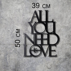 Décoration murale Felzo L39xH50cm "ALL YOU NEED A LOVE" Métal Noir