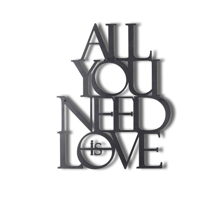 Décoration murale Felzo L39xH50cm "ALL YOU NEED A LOVE" Métal Noir