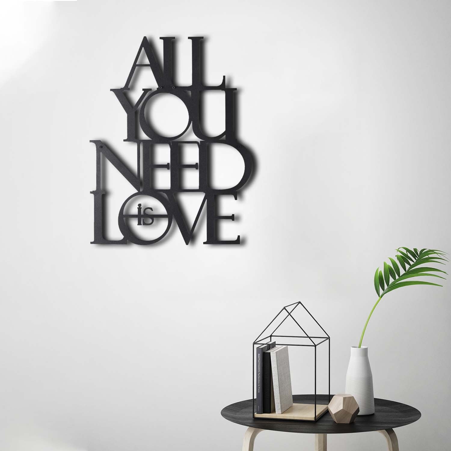 Décoration murale Felzo L39xH50cm "ALL YOU NEED A LOVE" Métal Noir