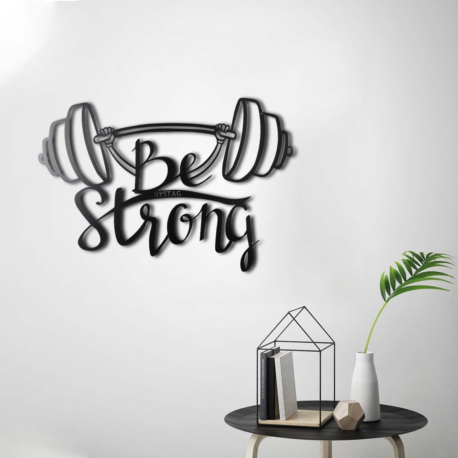 Décoration murale Felzo L50xH34cm "BE STRONG" Métal Noir