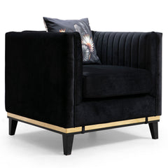 Fauteuil Granitala Tissu Noir et Or