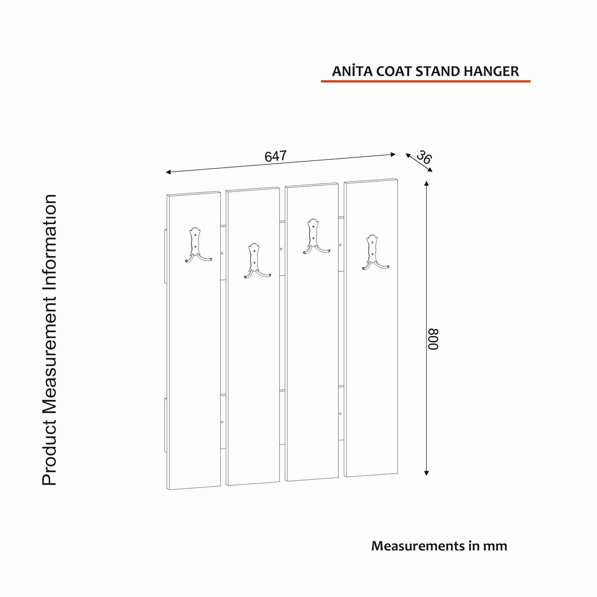 Patères murale Ivanta L64,7xH80cm Blanc