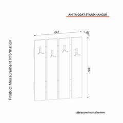 Patères murale Ivanta L64,7xH80cm Blanc