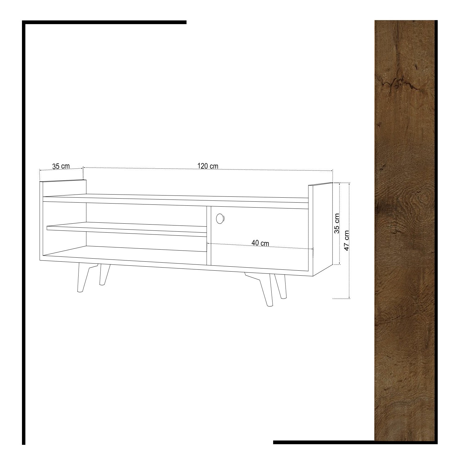 Meuble TV Apord L120cm Chêne clair et Blanc