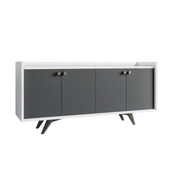 Buffet bas 4 portes Bellio L150cm Anthracite et Blanc