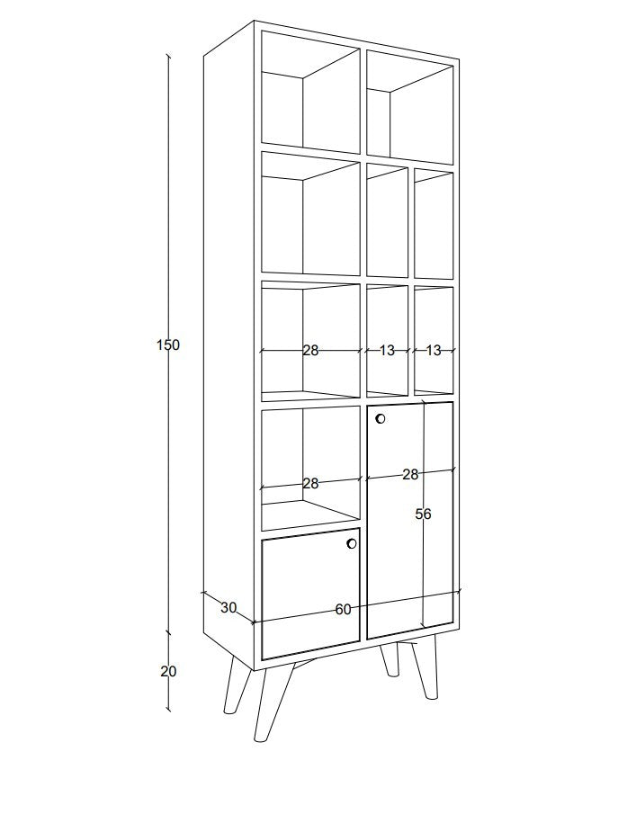 Bibliothèque Fana L60cm Chêne clair et Anthracite